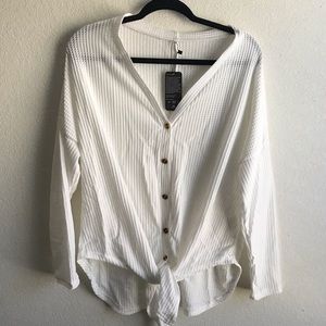 NWT Front Tie Ivory Thermal, sz L